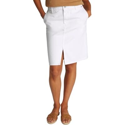 Tommy Hilfiger DNM KNÄT RAIGHT KJOL RW WHITE WW0WW44391, vit, 36, Vit (Th Optic White), 62 SE Tommy Hilfiger DNM KNÄT RAIGHT KJOL RW WHITE WW0WW44391, vit, 36, Vit (Th Optic White), 62 SE