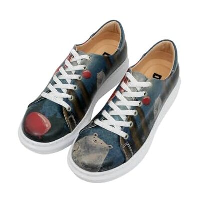 DOGO Dam mörkblå veganska läder sneakers björn med en ballong mönster, Material: Polyester, 41 EU DOGO Dam mörkblå veganska läder sneakers björn med en ballong mönster, Material: Polyester, 41 EU