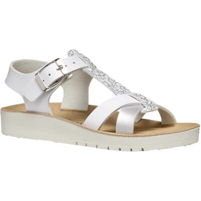 Geox J Sandal Costarei Gi, flicka och flicka, Vit silver, 37 EU Geox J Sandal Costarei Gi, flicka och flicka, Vit silver, 37 EU