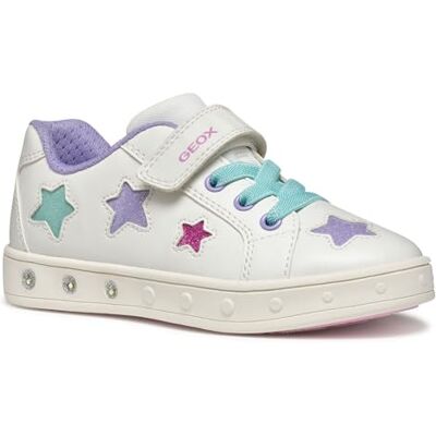 Geox J Skylin Girl B, flickor sneakers, Vit och flerfärgad, 34 EU Geox J Skylin Girl B, flickor sneakers, Vit och flerfärgad, 34 EU