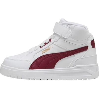 PUMA Unisex barn Shuffle Downtown Mid Ac+ Ps Sneaker, White Team Regal röd guld, 34 EU PUMA Unisex barn Shuffle Downtown Mid Ac+ Ps Sneaker, White Team Regal röd guld, 34 EU