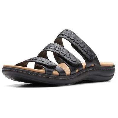 Clarks Laurieann Cove platta sandaler dam, Svart läder, 39 EU Clarks Laurieann Cove platta sandaler dam, Svart läder, 39 EU