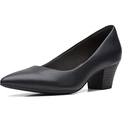 Clarks Dam Teresa stegpump, svart läder, 41 EU Clarks Dam Teresa stegpump, svart läder, 41 EU