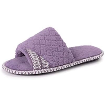 MUK LUKS Dam Sally öppen tå tofflor, Lila Large MUK LUKS Dam Sally öppen tå tofflor, Lila Large