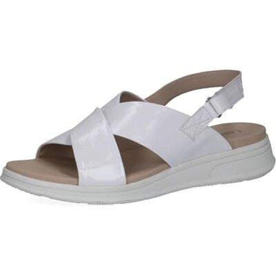 CAPRICE Dam Damen 9-28700-46 platt sandal, vit naplak, 39 EU CAPRICE Dam Damen 9-28700-46 platt sandal, vit naplak, 39 EU