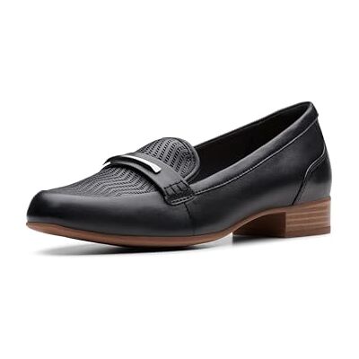 Clarks Juliet Aster Loafer för kvinnor, Svart läder, 5 UK Narrow Clarks Juliet Aster Loafer för kvinnor, Svart läder, 5 UK Narrow