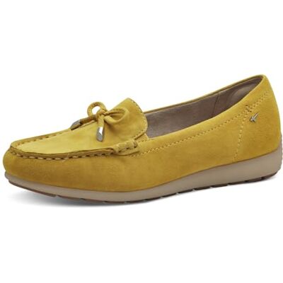 Tamaris Comfort dammockasiner av läder med rosett, Gul mocka, 40 EU Tamaris Comfort dammockasiner av läder med rosett, Gul mocka, 40 EU