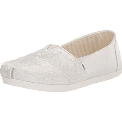 TOMS Alpargata loafer för kvinnor platt, Silver Glimmer, 35.5 EU TOMS Alpargata loafer för kvinnor platt, Silver Glimmer, 35.5 EU