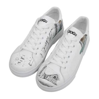 DOGO Kvinnors vita veganska läder sneakers tid att gå-mönster, Material: Polyester, 36 EU DOGO Kvinnors vita veganska läder sneakers tid att gå-mönster, Material: Polyester, 36 EU