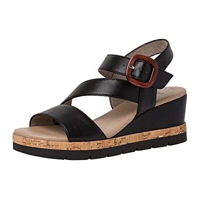 Jana dam 8-8-28370-20 klackad sandal, Svart, 38 EU bred Jana dam 8-8-28370-20 klackad sandal, Svart, 38 EU bred