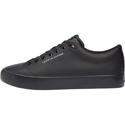 Tommy Hilfiger herr Core låg-topp läder vulkaniserade träningsskor, Svart trippel svart, 43 EU Tommy Hilfiger herr Core låg-topp läder vulkaniserade träningsskor, Svart trippel svart, 43 EU