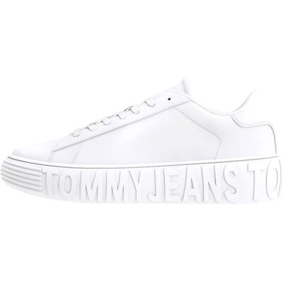 Tommy Jeans TJW läder cupsula ESS sneakers, vit, 4 UK, Vitt, 37 EU Tommy Jeans TJW läder cupsula ESS sneakers, vit, 4 UK, Vitt, 37 EU