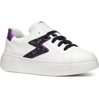 Geox flicka J Mikiroshi Sneaker, Vit lila, 4.5 UK Geox flicka J Mikiroshi Sneaker, Vit lila, 4.5 UK