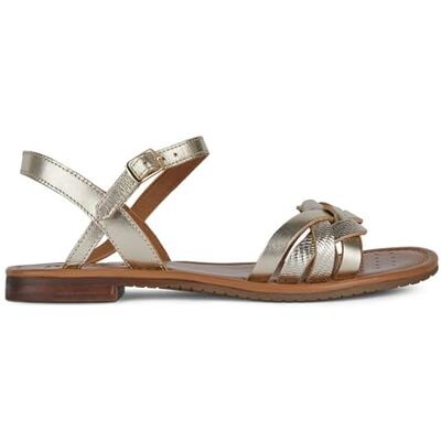 Geox Damer D Sozy S B platt sandal, LT guld, 38 EU, Guldpläterat guld, 38 EU Geox Damer D Sozy S B platt sandal, LT guld, 38 EU, Guldpläterat guld, 38 EU