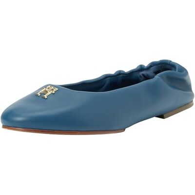 Tommy Hilfiger Dam Th upphöjd elastisk ballerina Fw0fw07882, Blå fossil blå, 39 EU Tommy Hilfiger Dam Th upphöjd elastisk ballerina Fw0fw07882, Blå fossil blå, 39 EU