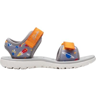Clarks Surfing Tide K, Ankelrem Sandaler för barn och tonåringar, Grå, 24 EU Clarks Surfing Tide K, Ankelrem Sandaler för barn och tonåringar, Grå, 24 EU