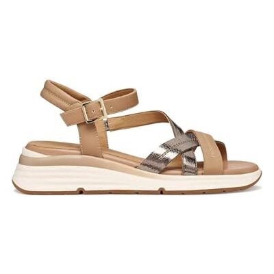 Geox Dam D ELOWYNNE A Wedge Sandal, DK BEIGE/BEIGE, 40 EU Geox Dam D ELOWYNNE A Wedge Sandal, DK BEIGE/BEIGE, 40 EU