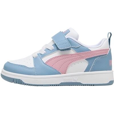 PUMA Unisex barn Rebound V6 Lo Ac+ Ps Sneaker, vit Poised rosa cool blå, 34.5 EU PUMA Unisex barn Rebound V6 Lo Ac+ Ps Sneaker, vit Poised rosa cool blå, 34.5 EU