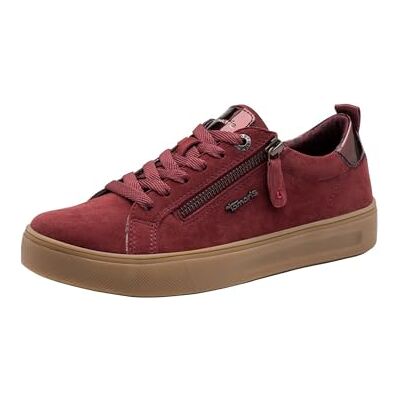 Tamaris Comfort damsneakers, platt med dragkedja, fritid, röd (Merlot Suede), 39 EU Tamaris Comfort damsneakers, platt med dragkedja, fritid, röd (Merlot Suede), 39 EU