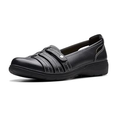 Clarks Carleigh Eliza platt tofflor för kvinnor, Svart läder, 39 EU Clarks Carleigh Eliza platt tofflor för kvinnor, Svart läder, 39 EU