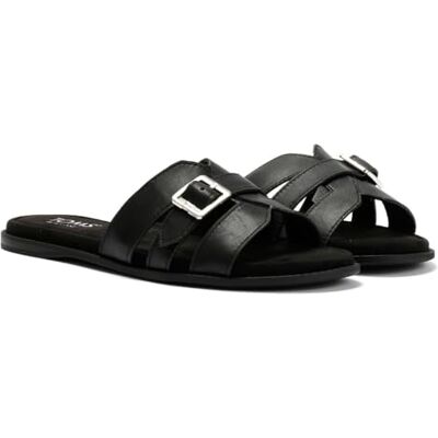 TOMS Sol Slide Sandal, Black Leather, 6.5 UK TOMS Sol Slide Sandal, Black Leather, 6.5 UK