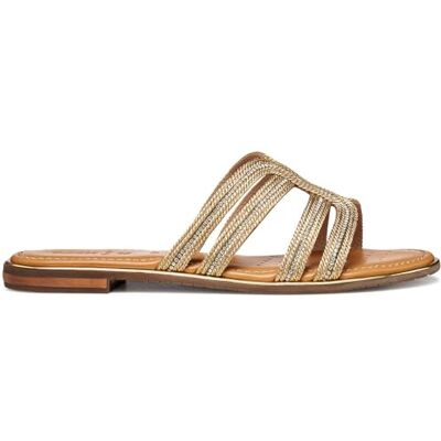 Geox Damer D Sozy Plus A platt sandal, DK Gold, 37,5 EU Geox Damer D Sozy Plus A platt sandal, DK Gold, 37,5 EU