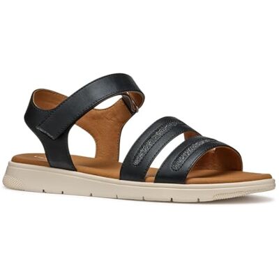 Geox Dam D DANDRA E platt sandal, svart, 36 EU, svart, 36 EU Geox Dam D DANDRA E platt sandal, svart, 36 EU, svart, 36 EU