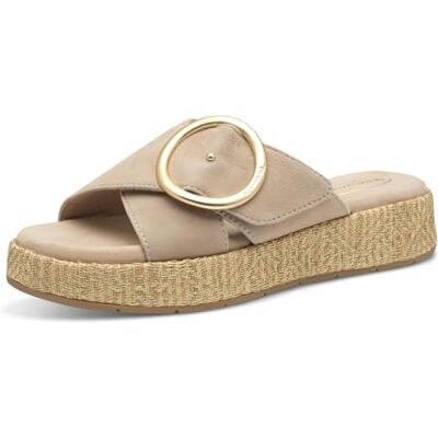 Tamaris dam komfort pantolett läder bred passform sandal, Beige, 40 EU Tamaris dam komfort pantolett läder bred passform sandal, Beige, 40 EU
