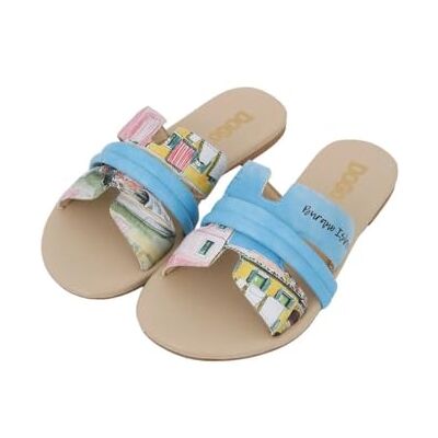 DOGO Dam veganläder flerfärgade tofflor Burano Island mönster, Material: Polyester, 40 EU DOGO Dam veganläder flerfärgade tofflor Burano Island mönster, Material: Polyester, 40 EU