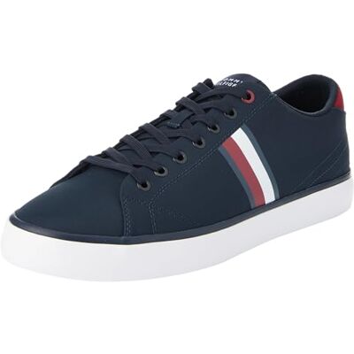 Tommy Hilfiger herr Th Hi Vulc låga ränder nät Fm0fm04946 Vulkaniserad sneaker, Blå ökenhimmel, 40 EU Tommy Hilfiger herr Th Hi Vulc låga ränder nät Fm0fm04946 Vulkaniserad sneaker, Blå ökenhimmel, 40 EU