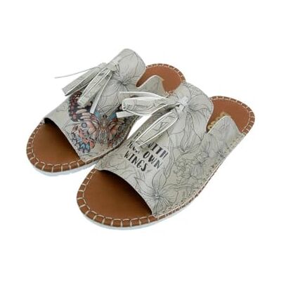 DOGO Dam veganskt läder beige sandaler flyga med dina egna vingar mönster, Material: Polyester, 37 EU DOGO Dam veganskt läder beige sandaler flyga med dina egna vingar mönster, Material: Polyester, 37 EU