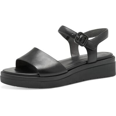 Tamaris Comfort damsandaler platta av läder med kardborreband, svart, 37 EU Tamaris Comfort damsandaler platta av läder med kardborreband, svart, 37 EU