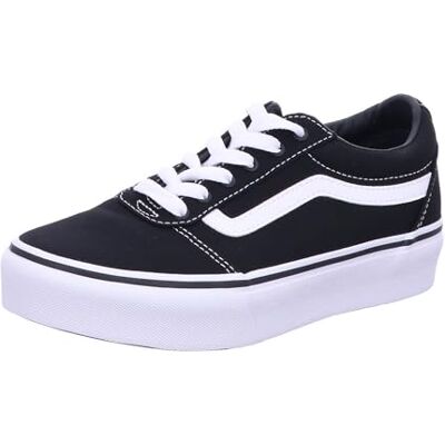 Vans Flicka Ward plattform kanvas sneaker, Svart Canvas svart vit 36 EU Vans Flicka Ward plattform kanvas sneaker, Svart Canvas svart vit 36 EU