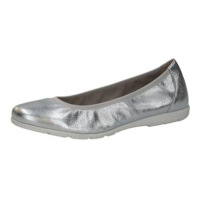 CAPRICE Damballerinaskor av läder platt, Silvermetall, 38 EU CAPRICE Damballerinaskor av läder platt, Silvermetall, 38 EU