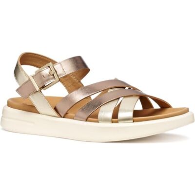 Geox Dam D XAND 2S B Wedge Sandal, DK BEIGE/LT Guld, 37 EU Geox Dam D XAND 2S B Wedge Sandal, DK BEIGE/LT Guld, 37 EU