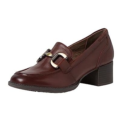 Tamaris Comfort damer loafer med klack av läder blockklack komfort passform, Kastanj, 37 EU bred Tamaris Comfort damer loafer med klack av läder blockklack komfort passform, Kastanj, 37 EU bred