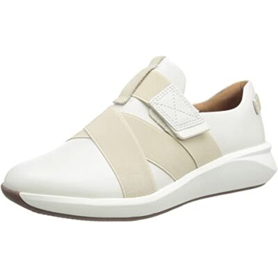 Clarks Un Rio Strap dam Sneaker Sneaker, Vitt läder, 37 EU Clarks Un Rio Strap dam Sneaker Sneaker, Vitt läder, 37 EU