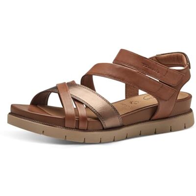 Tamaris Comfort damsandaler platta av läder med kardborreband, Nötter, 40 EU Tamaris Comfort damsandaler platta av läder med kardborreband, Nötter, 40 EU