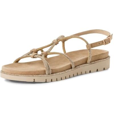 Tamaris dam 1-28721-46 platt sandal, sand glam, 41 EU Tamaris dam 1-28721-46 platt sandal, sand glam, 41 EU