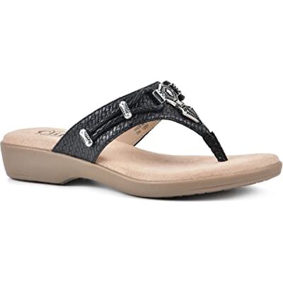 CLIFFS BY WHITE MOUNTAIN Dam Bailee platt sandal, svart/vävd, 5 UK CLIFFS BY WHITE MOUNTAIN Dam Bailee platt sandal, svart/vävd, 5 UK