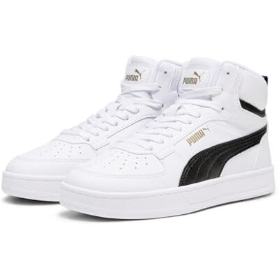 PUMA Unisex barn Caven 2.0 Mid JrSneaker, vit svart guld, 4.5 UK PUMA Unisex barn Caven 2.0 Mid JrSneaker, vit svart guld, 4.5 UK