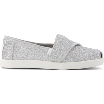 TOMS Alpargata Classic Slip-On Espadrille, silver iriserande glimmer, 1,5 UK, Silver skimrande skimmer, 1.5 UK TOMS Alpargata Classic Slip-On Espadrille, silver iriserande glimmer, 1,5 UK, Silver skimrande skimmer, 1.5 UK