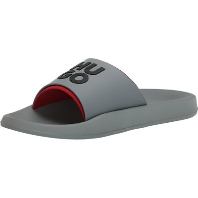 HUGO mäns staplade logotyp glidsandal, pärlgrå, 6 UK, Pärlgrå, 40 EU HUGO mäns staplade logotyp glidsandal, pärlgrå, 6 UK, Pärlgrå, 40 EU