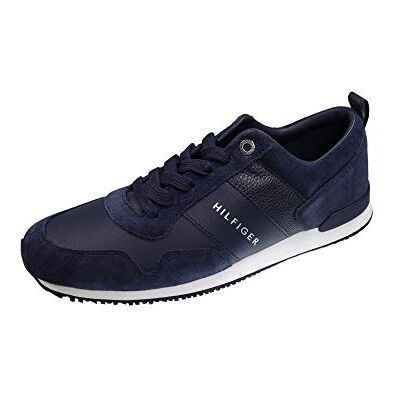 Tommy Hilfiger Herr Runner Sneaker, ikoniskt läder, mocka, mix, runner, sportskor, Blå midnight, 45 EU Tommy Hilfiger Herr Runner Sneaker, ikoniskt läder, mocka, mix, runner, sportskor, Blå midnight, 45 EU