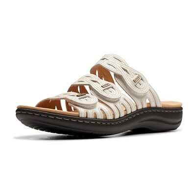 Clarks dam Laurieann Ruby platt sandal, Benvitt läder, 7.5 UK Wide Clarks dam Laurieann Ruby platt sandal, Benvitt läder, 7.5 UK Wide