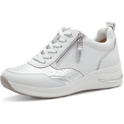 Tamaris Comfort platt med skosnören med dragkedja sneakers, vit Nappa, 37 EU, Vit Nappa, 37 EU Tamaris Comfort platt med skosnören med dragkedja sneakers, vit Nappa, 37 EU, Vit Nappa, 37 EU