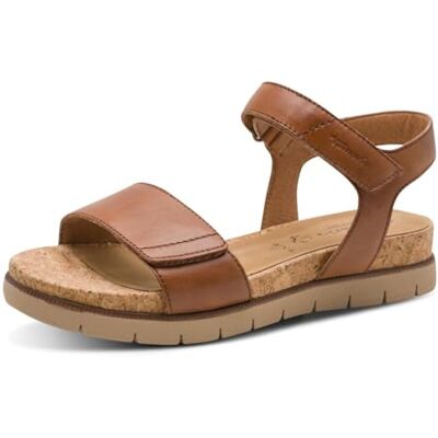 Tamaris Comfort damsandaler platta av läder med kardborreband, kilsandaler, konjaknappa, 41 EU, Cognac-nappa, 41 EU Tamaris Comfort damsandaler platta av läder med kardborreband, kilsandaler, konjaknappa, 41 EU, Cognac-nappa, 41 EU
