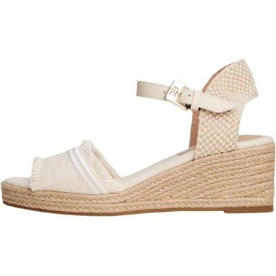 Tommy Hilfiger Dam Frans Canvas Espadrillos med kilklack, Beige muslin, 40 EU Tommy Hilfiger Dam Frans Canvas Espadrillos med kilklack, Beige muslin, 40 EU