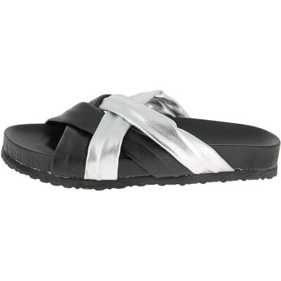 Andrea Conti damsandalett platt tofflor, svart/silver, 41 EU, svart silver, 41 EU Andrea Conti damsandalett platt tofflor, svart/silver, 41 EU, svart silver, 41 EU