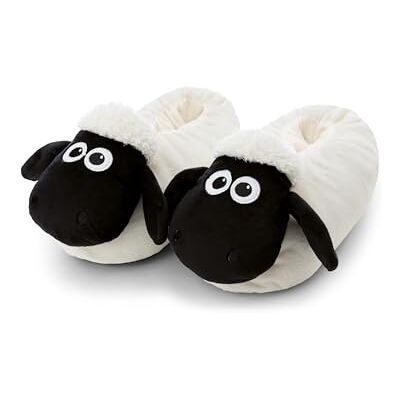NICI 62341 Tofflor med Fåret Shaun i storlek 40–43 (L), varma gosedjurstofflor av plysch och med halkfri sula för barn och vuxna, vita NICI 62341 Tofflor med Fåret Shaun i storlek 40–43 (L), varma gosedjurstofflor av plysch och med halkfri sula för barn och vuxna, vita